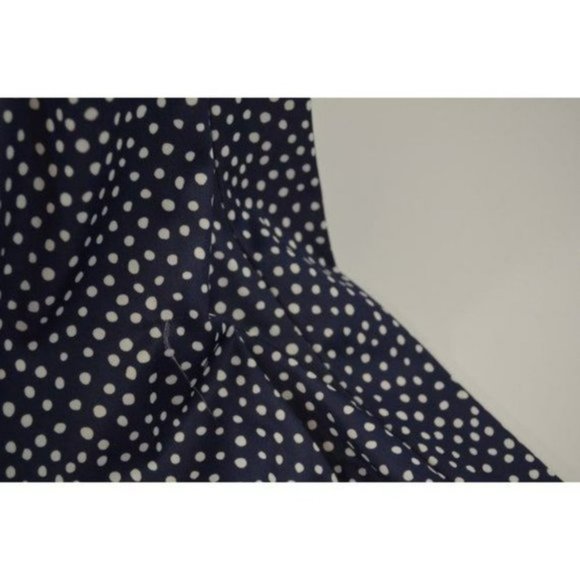 Vintage Blue White Polka Dot Shift Dress with Collar and Short Sleeves - Picture 6 of 9